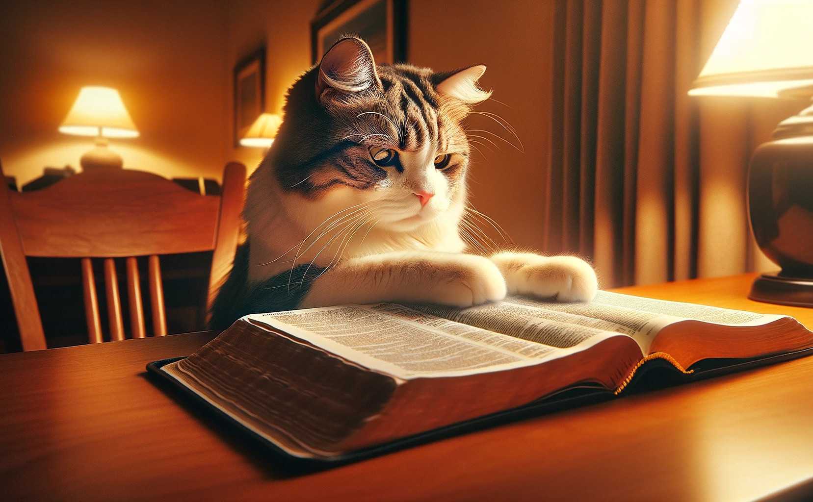 一只猫在读圣经